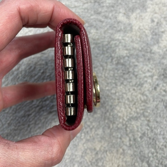 Bvlgari Red Pebbled Leather Compact Key Holder Designer Luxury - Picture 6 of 16